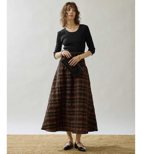 Drawing Numbers「【Drawing Numbers】チェックジャガードシャーリングスカート」|スカート|