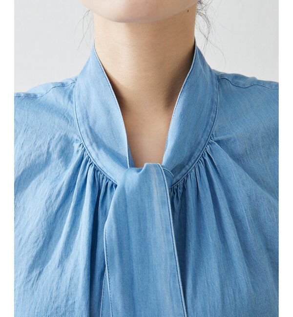 Drawing Numbers「【Drawing Numbers】ソフトデニムボウタイブラウス」|シャツ・ブラウス|