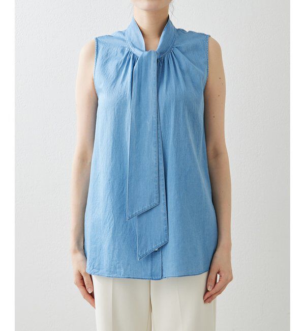 Drawing Numbers「【Drawing Numbers】ソフトデニムボウタイブラウス」|シャツ・ブラウス|