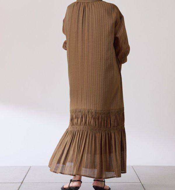  「袖シアーツイルストライプワンピース」|ワンピース|