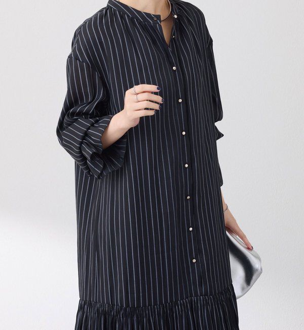  「袖シアーツイルストライプワンピース」|ワンピース|