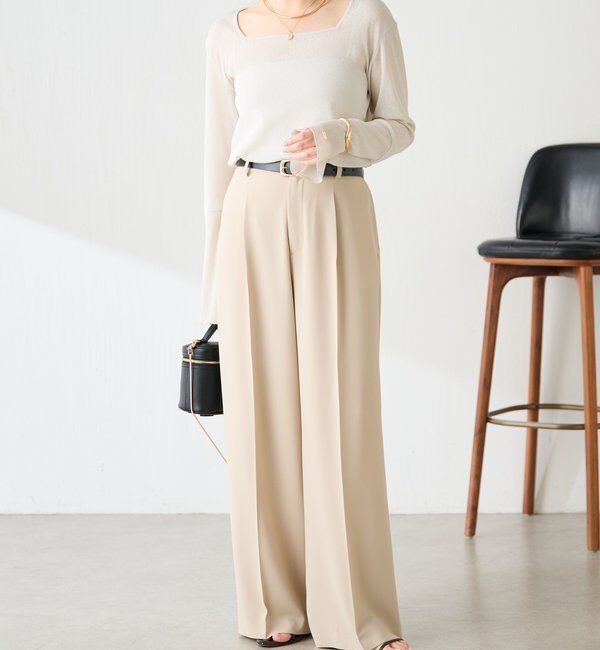  「シアーラメリブスクエアカットソー」|Tシャツ・カットソー|