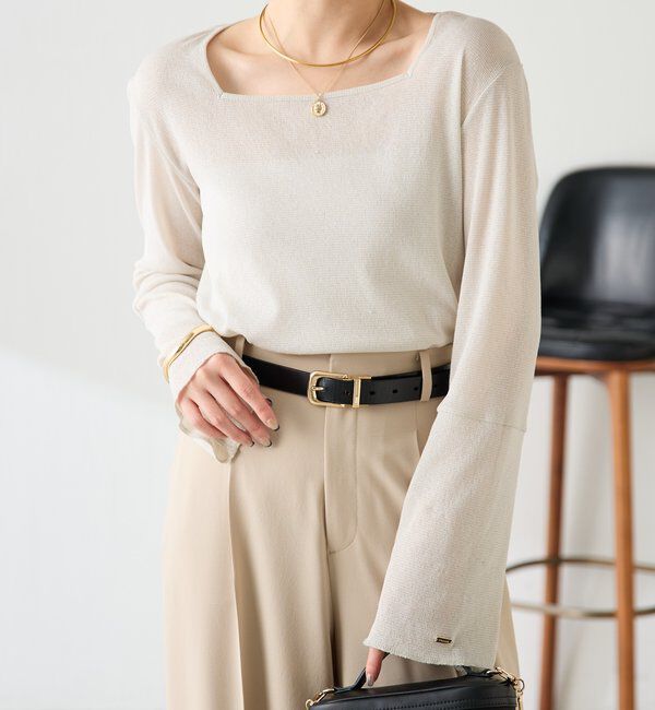  「シアーラメリブスクエアカットソー」|Tシャツ・カットソー|