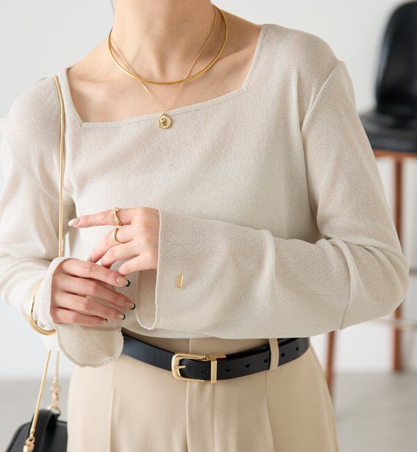  「シアーラメリブスクエアカットソー」|Tシャツ・カットソー|