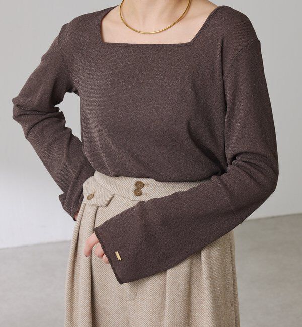  「シアーラメリブスクエアカットソー」|Tシャツ・カットソー|