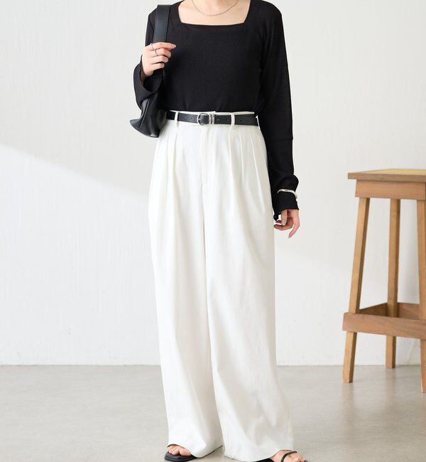  「シアーラメリブスクエアカットソー」|Tシャツ・カットソー|