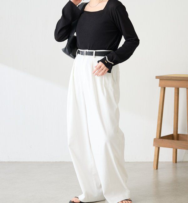  「シアーラメリブスクエアカットソー」|Tシャツ・カットソー|