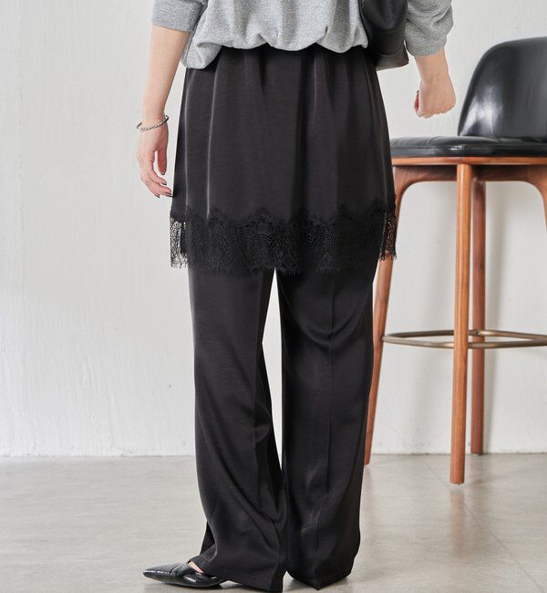  「【セットアイテム】サテンレースレイヤードパンツ/レイヤード」|チノ|