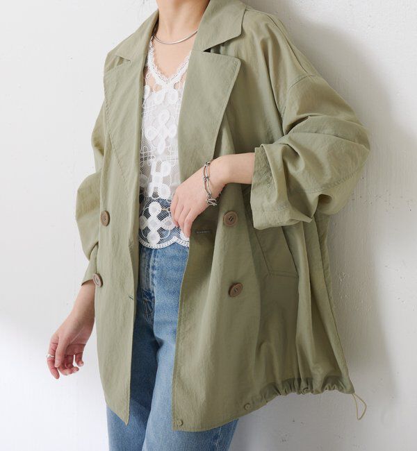  「エアーナイロンミドルトレンチコート」|その他|カーキ