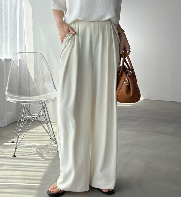  「【累計販売数3万枚突破/21色4サイズ展開！】タックワイドパンツ」|チノ|