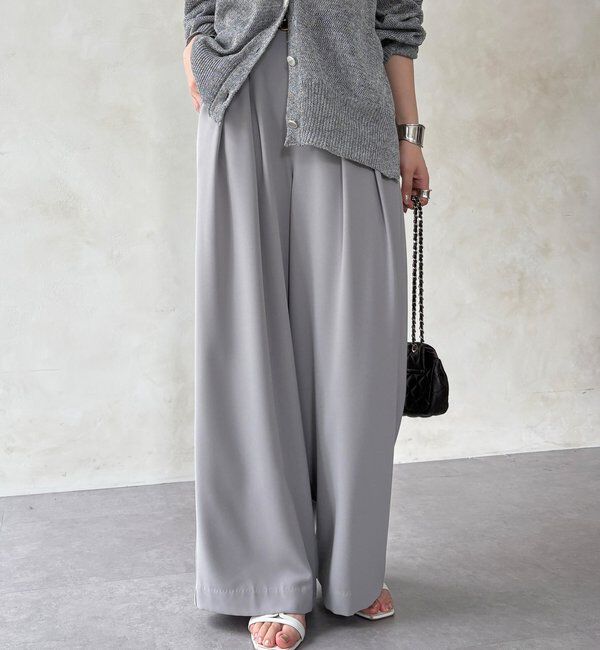  「【累計販売数3万枚突破/21色4サイズ展開！】タックワイドパンツ」|チノ|グレージュ