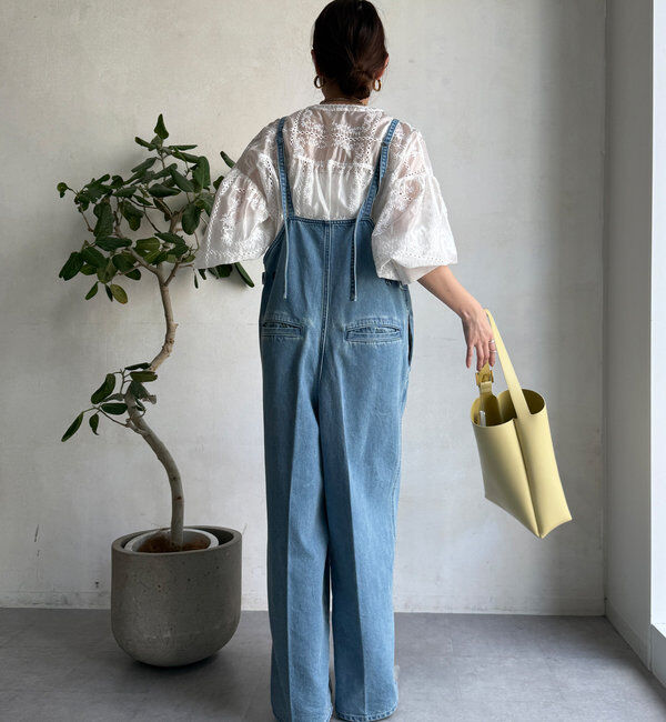  「細紐デニムフロントジップサロペット」|ワンピース|