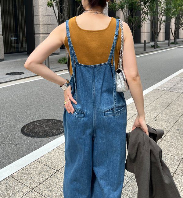  「細紐デニムフロントジップサロペット」|ワンピース|