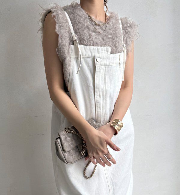  「裾フリンジデニムジャンスカ」|ワンピース|