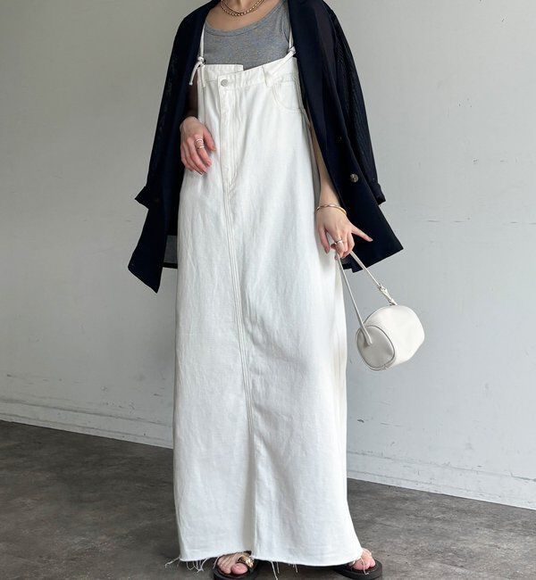  「裾フリンジデニムジャンスカ」|ワンピース|