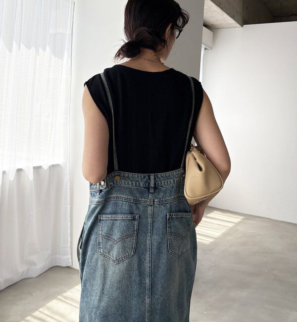  「裾フリンジデニムジャンスカ」|ワンピース|