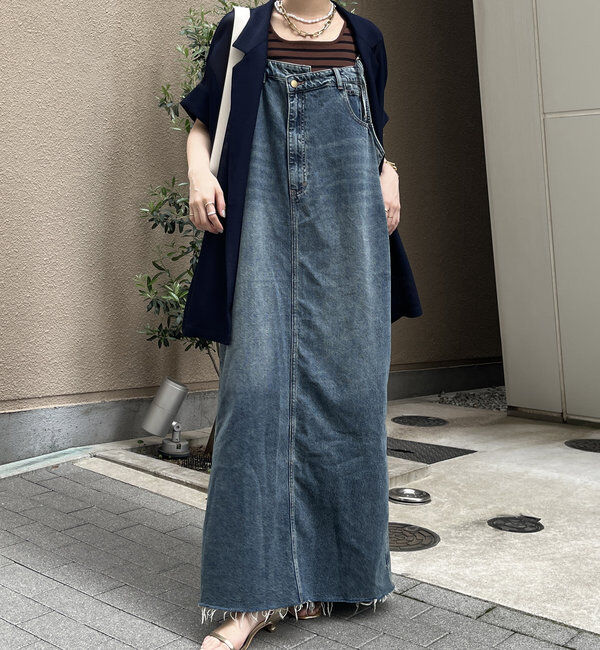  「裾フリンジデニムジャンスカ」|ワンピース|