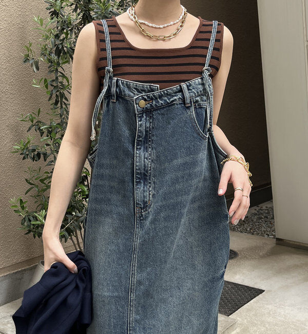  「裾フリンジデニムジャンスカ」|ワンピース|