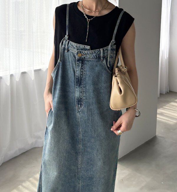  「裾フリンジデニムジャンスカ」|ワンピース|