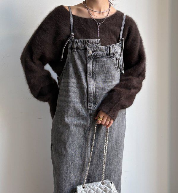  「裾フリンジデニムジャンスカ」|ワンピース|