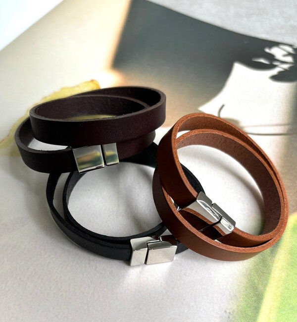  「マグネット留めレザーブレス」|その他|