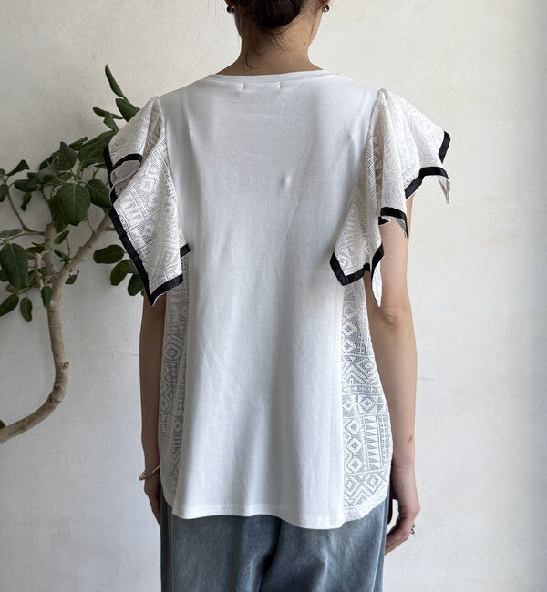  「【WEB限定】レース切替トップス」|Tシャツ・カットソー|