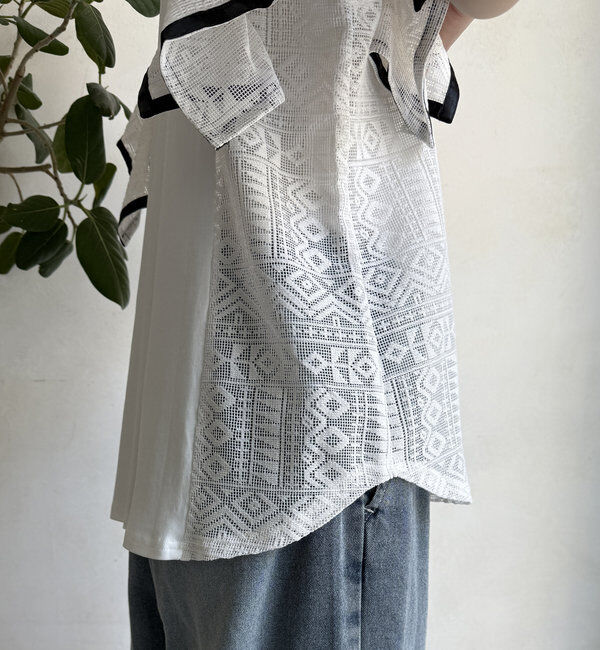  「【WEB限定】レース切替トップス」|Tシャツ・カットソー|