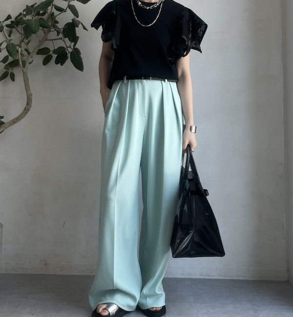  「【WEB限定】レース切替トップス」|Tシャツ・カットソー|