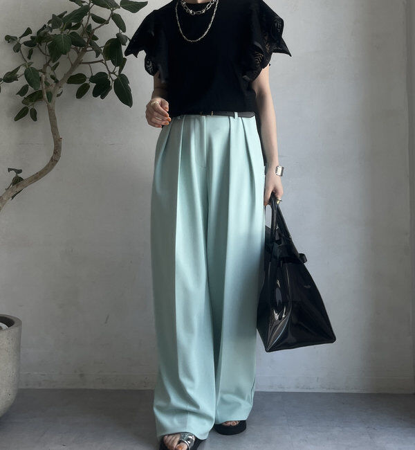  「【WEB限定】レース切替トップス」|Tシャツ・カットソー|