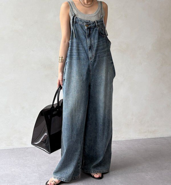  「【WEB限定】 デニムオールインワン」|ワンピース|