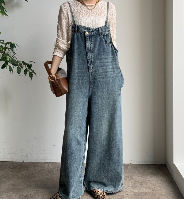  「【WEB限定】 デニムオールインワン」|ワンピース|