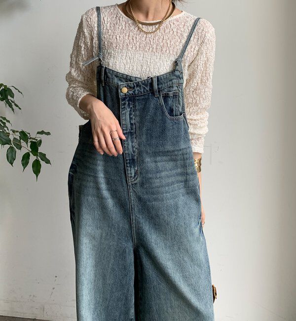  「【WEB限定】 デニムオールインワン」|ワンピース|