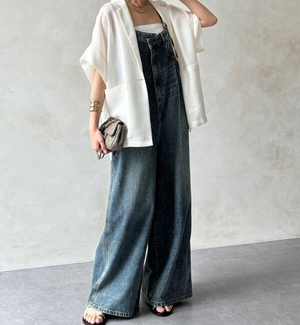  「【WEB限定】 デニムオールインワン」|ワンピース|