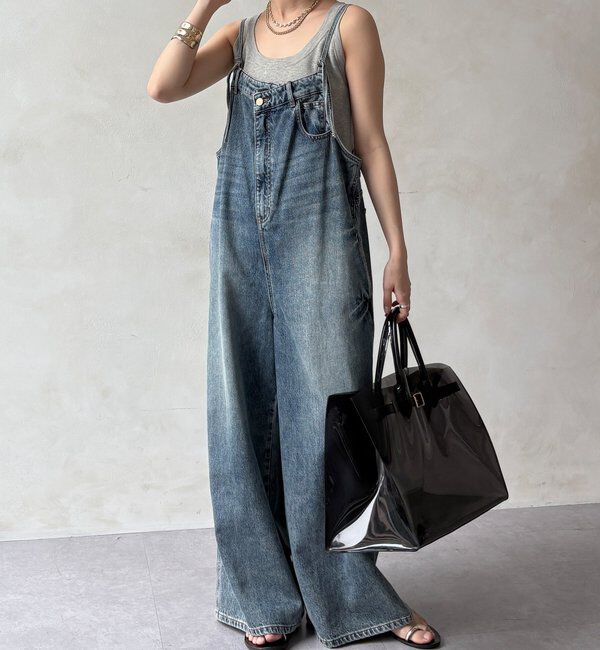  「【WEB限定】 デニムオールインワン」|ワンピース|