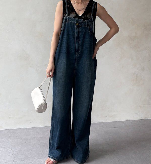  「【WEB限定】 デニムオールインワン」|ワンピース|