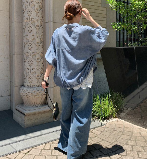  「袖リブシアーデニムドロストシャツ」|シャツ・ブラウス|