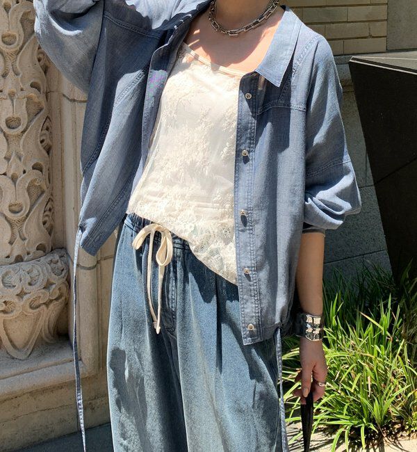  「袖リブシアーデニムドロストシャツ」|シャツ・ブラウス|