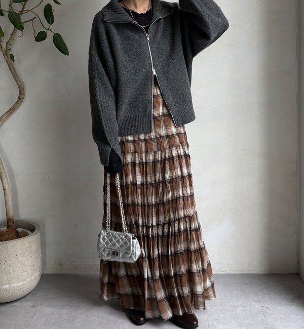  「【WEB限定】ダブルジップニットブルゾン」|カーディガン|