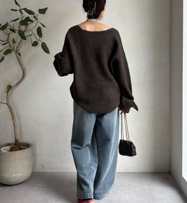  「【WEB限定】深Vワイドスリーブプルオーバー」|ニット・セーター|