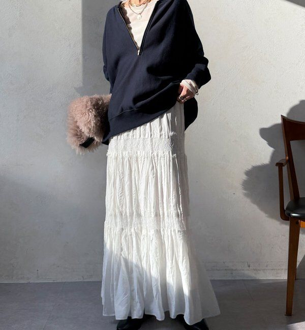  「レース切替ワッシャースカート」|スカート|