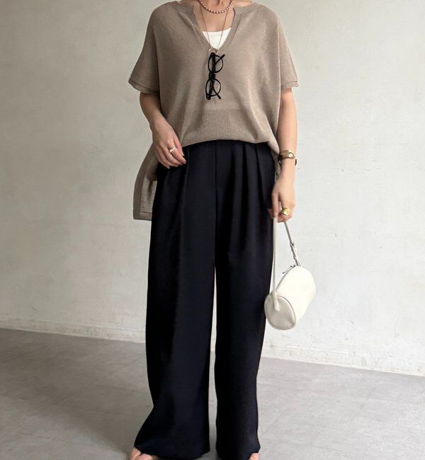  「ペーパーヤーンキーネックプルオーバー」|ニット・セーター|