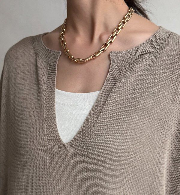  「ペーパーヤーンキーネックプルオーバー」|ニット・セーター|