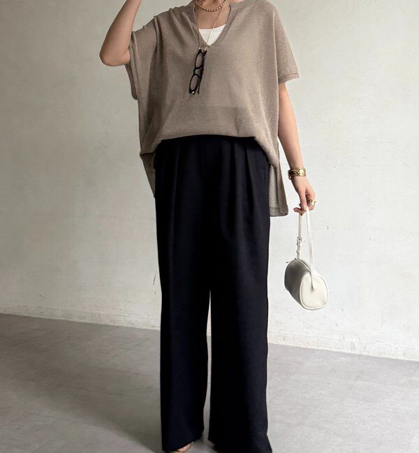  「ペーパーヤーンキーネックプルオーバー」|ニット・セーター|