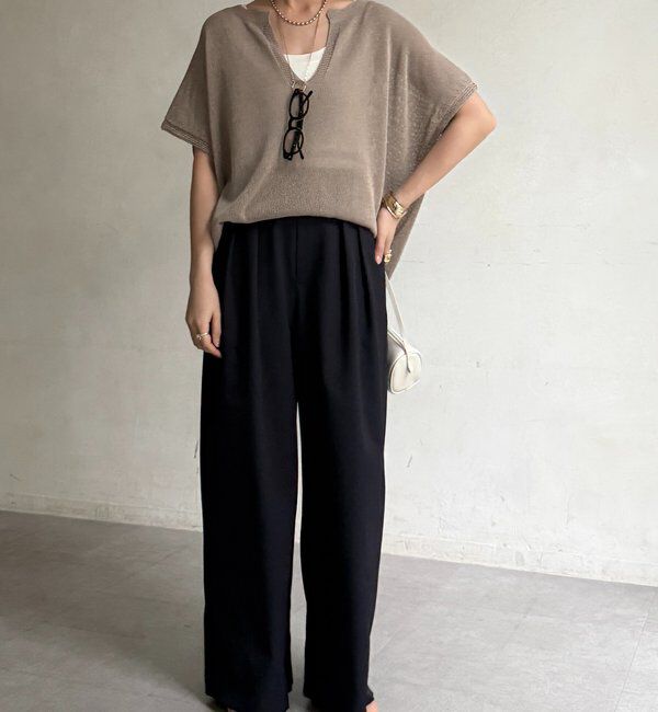  「ペーパーヤーンキーネックプルオーバー」|ニット・セーター|