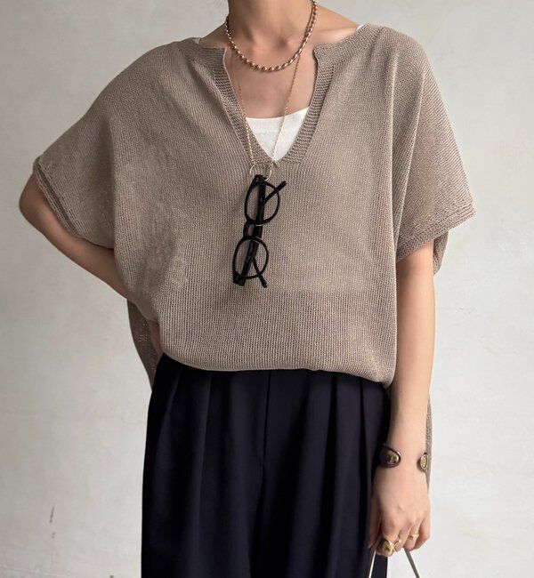  「ペーパーヤーンキーネックプルオーバー」|ニット・セーター|