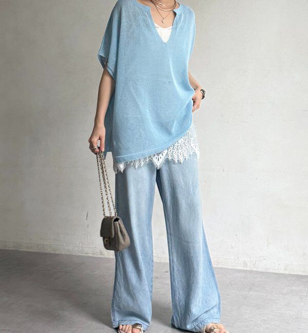  「ペーパーヤーンキーネックプルオーバー」|ニット・セーター|