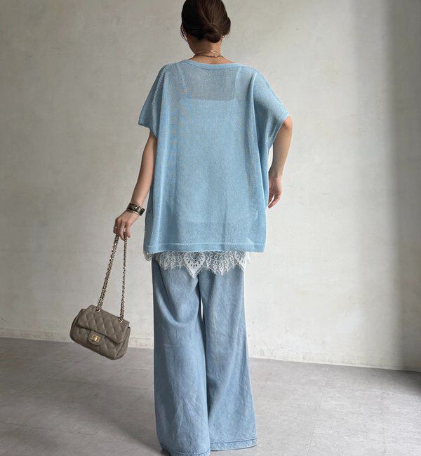  「ペーパーヤーンキーネックプルオーバー」|ニット・セーター|