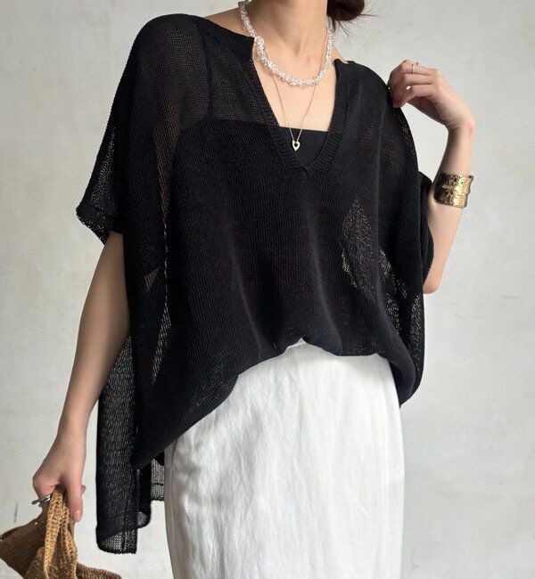  「ペーパーヤーンキーネックプルオーバー」|ニット・セーター|