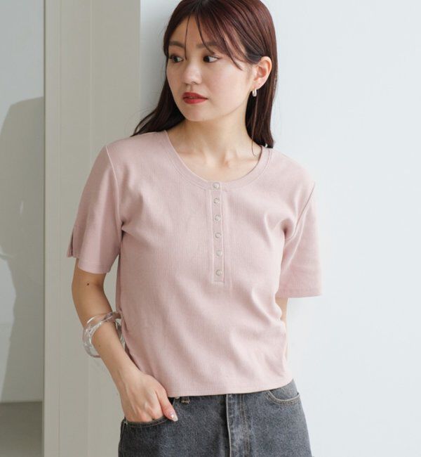  「【新色追加/5色展開/XS.Fサイズ展開】ピグメントヘンリーTEE」|Tシャツ・カットソー|ピンク