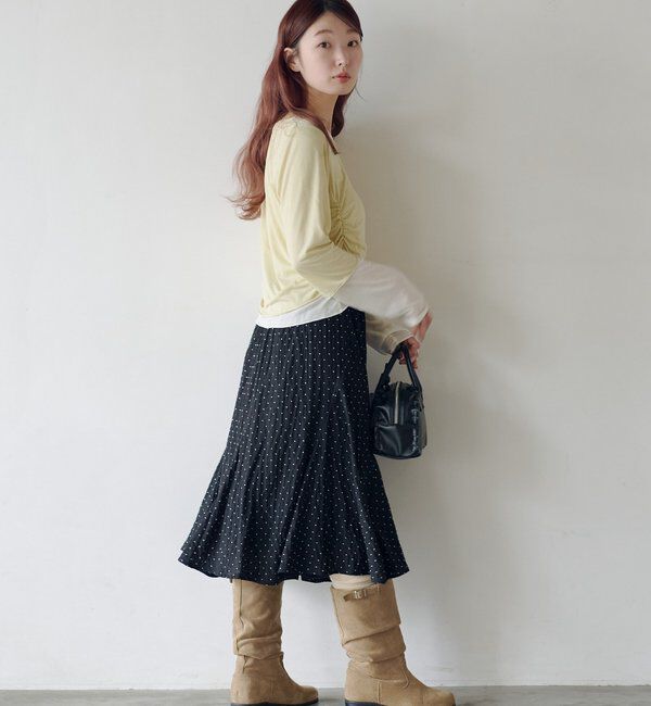  「ドットシアーミドルスカート」|スカート|